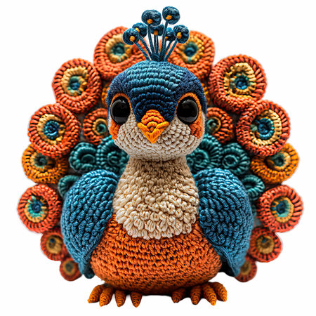 Knitted toy penguin isolated on white background. Clipping path included.