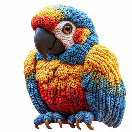 Cute colorful macaw isolated on white background with clipping path.の写真素材