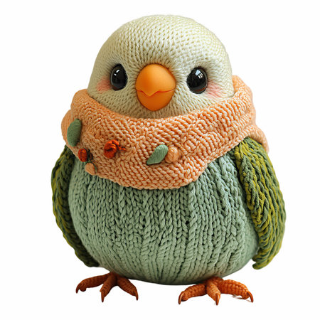 Cute knitted bird isolated on white background. 3d renderの写真素材
