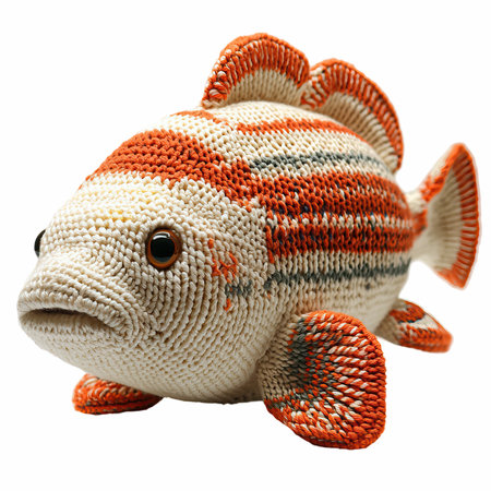 Fish made of yarn isolated on a white background. Clipping Pathの写真素材