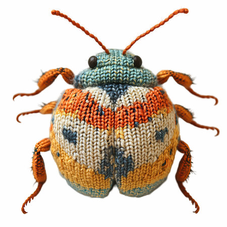Knitted bug isolated on white background. Clipping path included.の写真素材