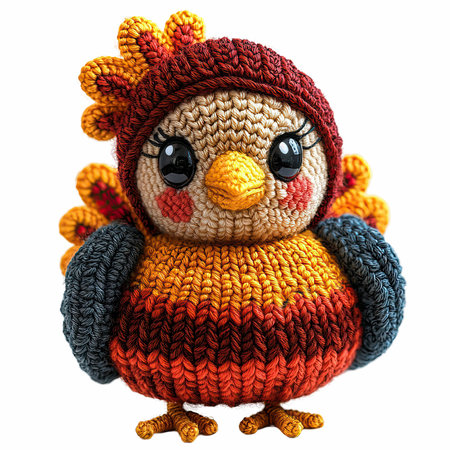 Knitted woolen toy isolated on white background with clipping path