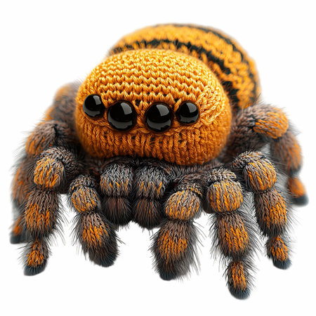 3d render of spider with eyes on white background