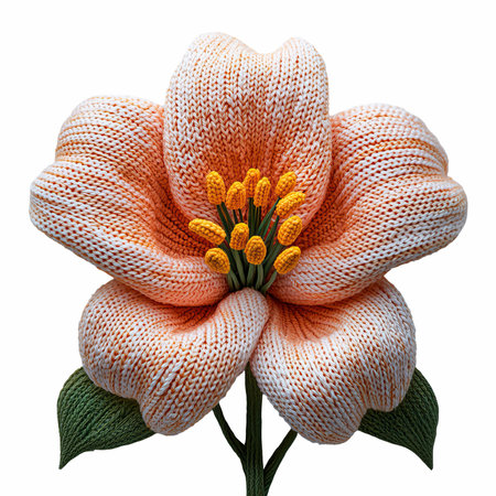 Flower made of yarn isolated on white background. Clipping Pathの写真素材