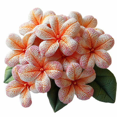 White and orange artificial flower isolated on white background with clipping path.の写真素材