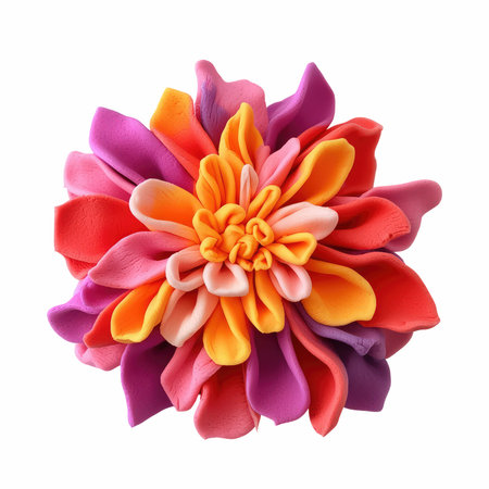 Colorful origami flower isolated on white background. Clipping pathの写真素材