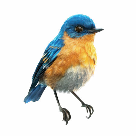 3D digital render of a bluebird isolated on white background with clipping pathの写真素材