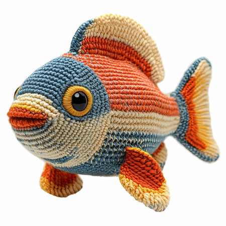 Cute fish toy isolated on white background. Clipping path included.の写真素材