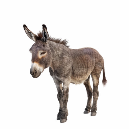 Donkey isolated on white background with clipping path. Side view.の写真素材