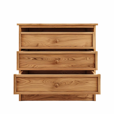 Wooden shelves isolated on white background. 3d rendering. Computer digital drawing.の写真素材