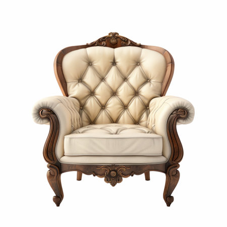Luxury antique armchair isolated on white background with clipping pathの写真素材