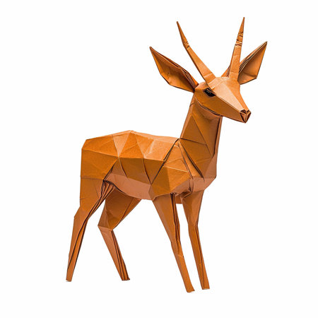 polygonal antelope isolated on white background 3d illustration.の写真素材