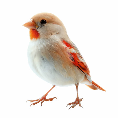 Red-crested goldfinch isolated on a white backgroundの写真素材