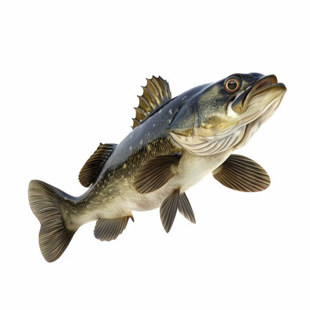 Freshwater pike perch fish isolated on white background. 3D illustration