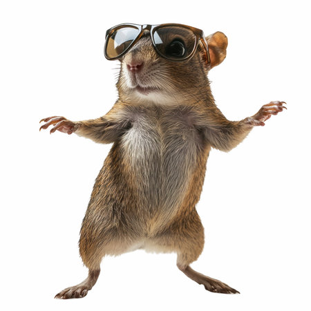 Funny chipmunk in sunglasses isolated on white background. 3D illustration.の写真素材