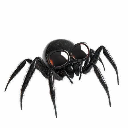 Black spider isolated on white background. 3D illustration. Clipping pathの写真素材