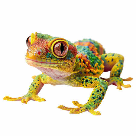 leopard gecko isolated on white background, clipping path included.の写真素材