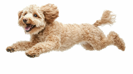 Poodle dog isolated on a white background, clipping path included.の写真素材