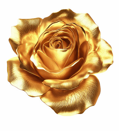 golden rose isolated on white background. 3d render illustration.の写真素材