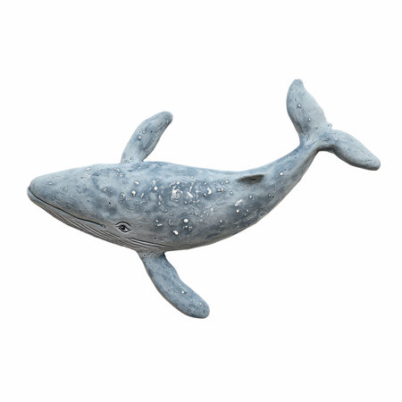 3D digital render of a cute blue whale isolated on white backgroundの写真素材