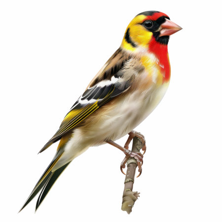 Red-breasted Goldfinch, Carduelis carduelis, isolated on white backgroundの写真素材