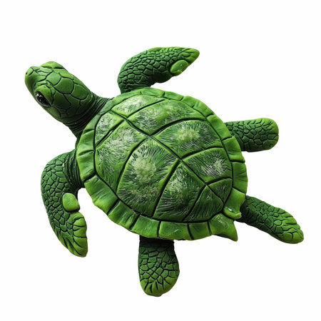 3D digital render of a green turtle isolated on white backgroundの写真素材