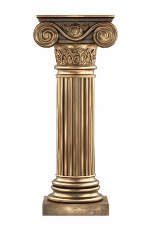 Antique column isolated on a white background. 3d render.の写真素材