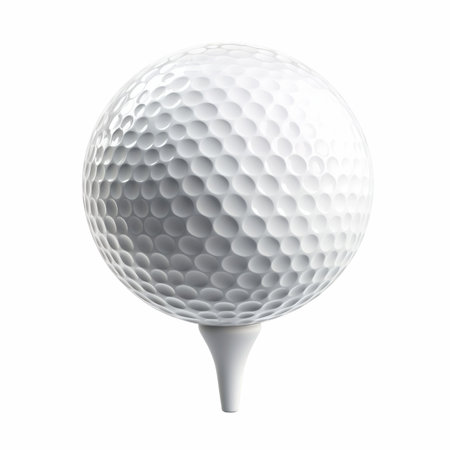 Golf ball on tee isolated on white background. 3d illustrationの写真素材