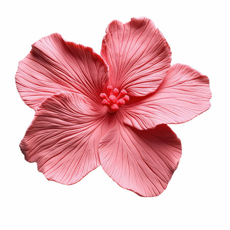 Pink hibiscus flower isolated on white background with clipping pathの写真素材
