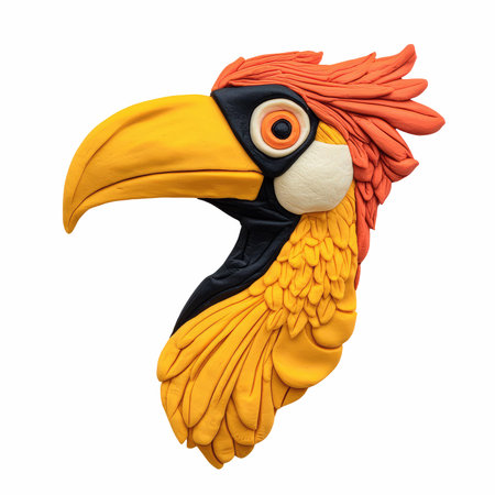 Colorful parrot isolated on white background. 3D illustration.の写真素材