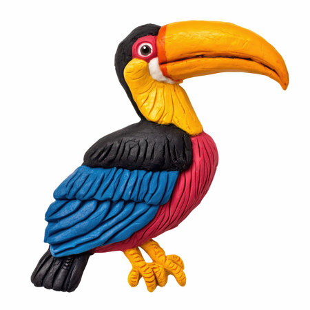 toucan made of plasticine isolated on a white background.の写真素材