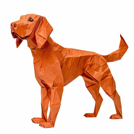 Origami dog isolated on white background with clipping path. Dog origami.の写真素材