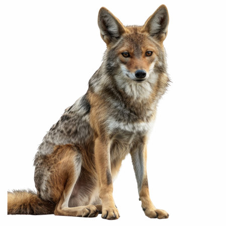 Canis lupus, sitting against white backgroundの写真素材