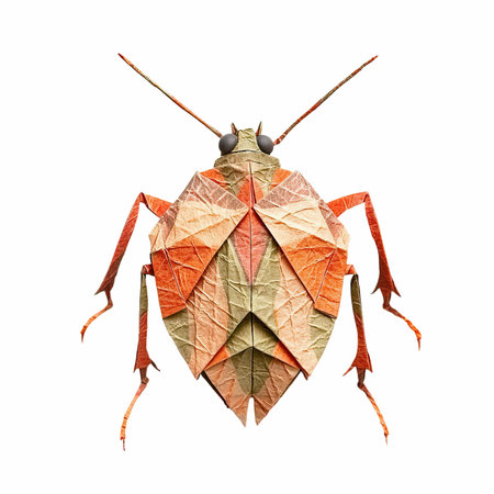 3D rendering of a brown and orange leaf bug isolated on white backgroundの写真素材