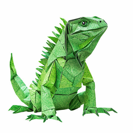 Green iguana isolated on white background. 3d rendering, illustration.の写真素材