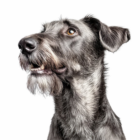 Portrait of an Irish Wolfhound dog, isolated on white backgroundの写真素材
