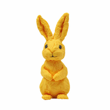 Plasticine Easter bunny isolated on white background with clipping path.の写真素材