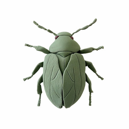 Green beetle isolated on white background. 3D rendering. Illustration.の写真素材
