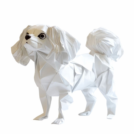 Paper dog isolated on a white background. 3d rendering, 3d illustration.の写真素材