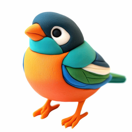 Colorful toy bird isolated on white background. 3d illustration.の写真素材