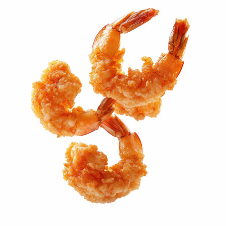 Fried shrimp isolated on white background. Clipping path included.の写真素材