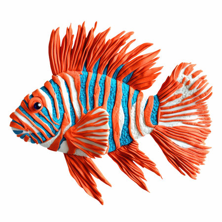 Red and blue fish isolated on white background, clipping path included.の写真素材