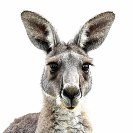 Portrait of a kangaroo, isolated on white background.の写真素材