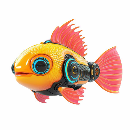 Fish with camera isolated on a white background. 3d render.
