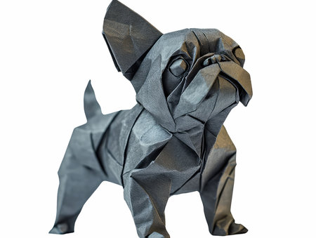 Crumpled paper dog isolated on white background with clipping path.の写真素材