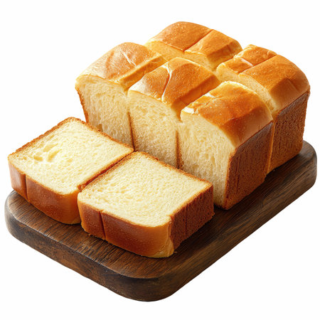Bread on wooden board isolated on white background. Clipping Path