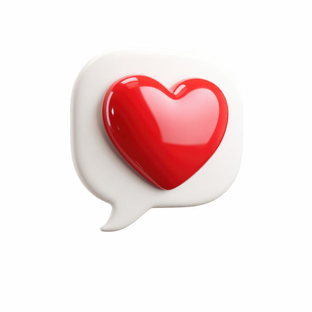 A vibrant glossy red heart nestled in a speech bubble, ideal for representing love and communication...