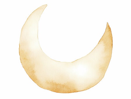 Watercolor moon on white background. Hand drawn illustration for your design.の写真素材