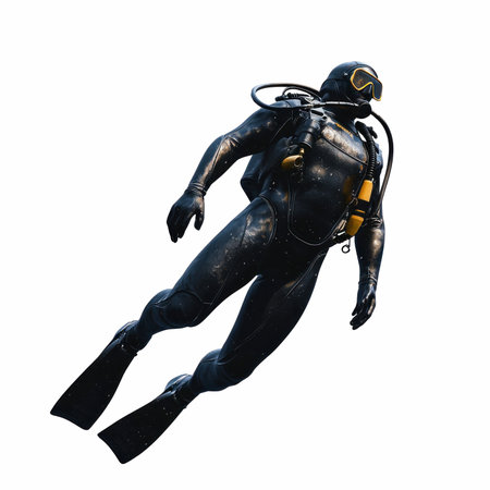 3D rendering of a male scuba diver isolated on white backgroundの写真素材