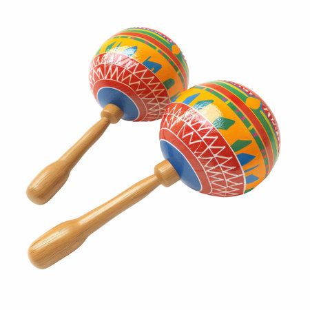 Two maracas isolated on white background. 3d render illustration.の写真素材